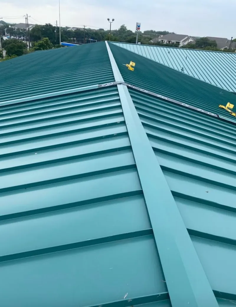 Green commercial metal roof ridge and valley for Metal Roof Repair in Mount Juliet